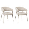 Lot de 2 Fauteuils Beige Tissu Pieds Métal 55 x 55 x 78 cm - Assise Confort