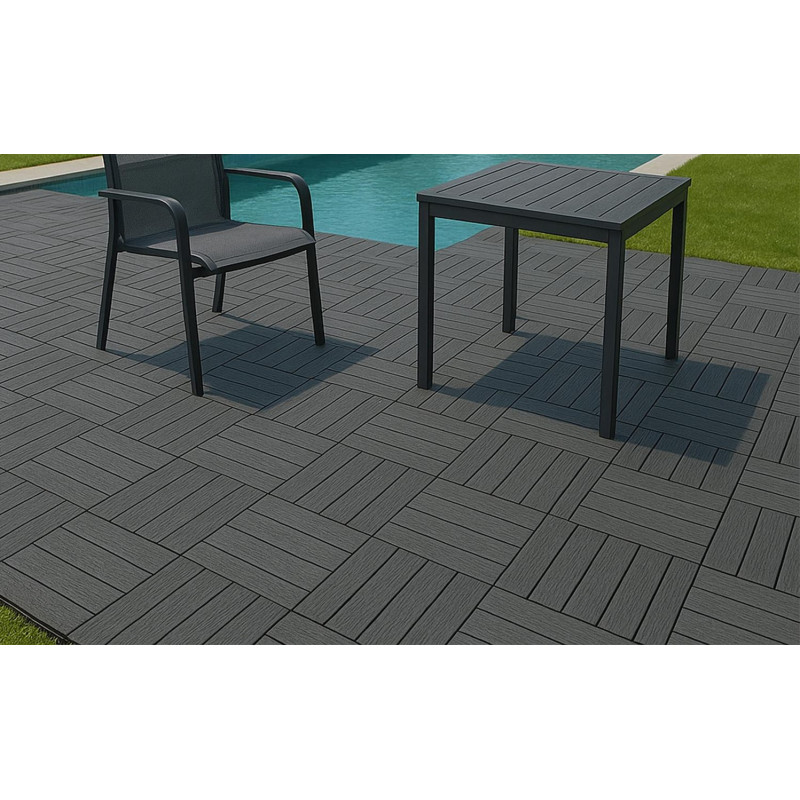 Lot de 8 packs de 4 soit 32 Dalles Clipsables 30 x 30 cm soit 2,88 m² Sol Extérieur