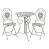 Lot 3 pièces ensemble jardin pliant table ronde Ø60 cm + 2 chaises métal décor vert