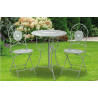 Lot 3 pièces ensemble jardin pliant table ronde Ø60 cm + 2 chaises métal décor vert