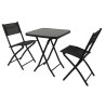 Lot 3 pièces ensemble jardin pliant table carrée 60 cm + 2 chaises métal noir
