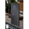 Panneau Occultant à Planter en Métal - Eclairage d'ambiance Blanc Froid Solaire Motif Floral - 50 x H 118 cm