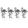 Lot de 4 Décorations de Jardin Flamant Rose en Métal Noir à Planter 37 x 66 cm
