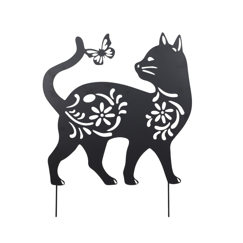 Décoration de Jardin Chat en Métal Noir à Planter 52 x 65 cm