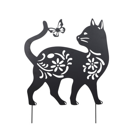 Décoration de Jardin Chat en Métal Noir à Planter 52 x 65 cm