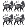 Lot de 4 Décorations de Jardin Chat en Métal Noir à Planter 52 x 65 cm
