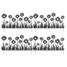 Lot de 4 Bordures Décoratives de Jardin en Métal Noir à Planter 111 x H 65 cm - Motif Fleurs