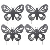 Lot de 4 Décorations de Jardin Papillon en Métal Noir à Planter 76 x 65 cm