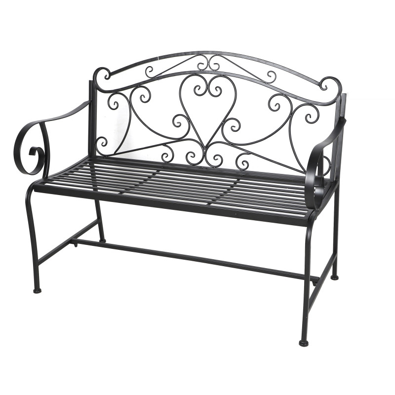 Banc de Jardin en Métal Pliable Noir 2 Places 110 x 56 x 91 cm Style Fer Forgé