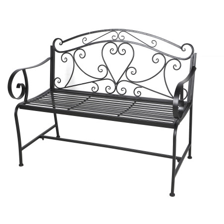 Banc de Jardin en Métal Pliable Noir 2 Places 110 x 56 x 91 cm Style Fer Forgé