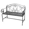 Banc de Jardin en Métal Pliable Noir 2 Places 110 x 56 x 91 cm Style Fer Forgé