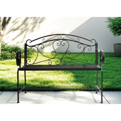 Banc de Jardin en Métal Pliable Noir 2 Places 110 x 56 x 91 cm Style Fer Forgé