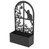 Cache-Pot Jardinière Murale ou Posée - Métal Noir Motif Chat Fenêtre Décoratif - 35 x 15 x H 65 cm