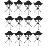 Lot de 12 Tabourets Trépied Pliants Aluminium - Noir