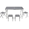 Table pliante 120cm Camping + 4 Tabourets Aluminium - Ensemble Compact Transportable Gris