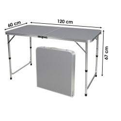 Table de Camping Pliante 120x60 Aluminium- Format Valise Transportable