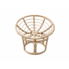 Petit Fauteuil Papasan en Rotin Beige - Mini Chaise Papasan - Coussin Blanc cassé - D 80 cm x H 80 cm
