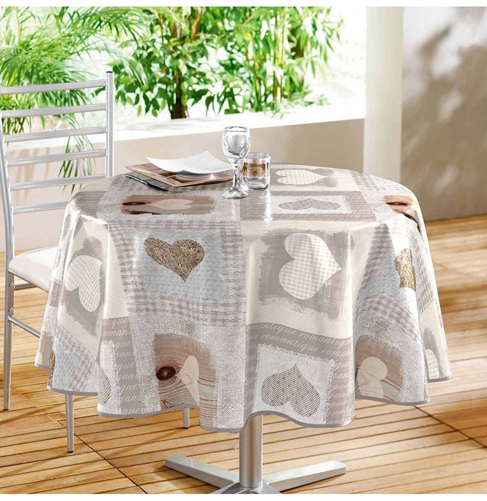 Nappe ronde - D 160 cm - PVC - Cosy coeur