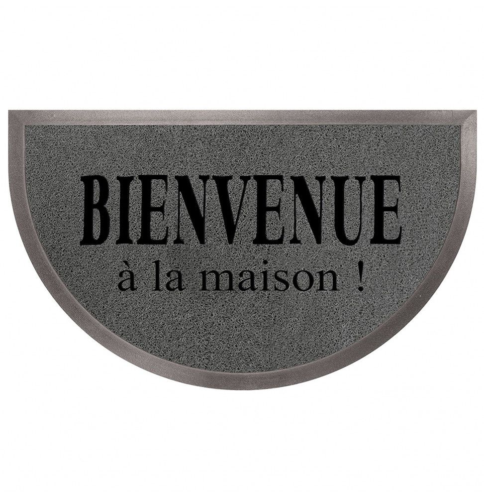 Tapis d'entrée demi-lune - 45 x 75 cm - Maison - Gris/Noir