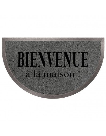 Tapis d'entrée demi-lune - 45 x 75 cm - Maison - Gris/Noir