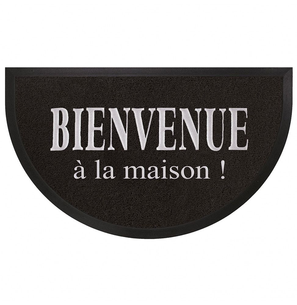 Tapis d'entrée demi-lune - 45 x 75 cm - Maison - Noir/Gris