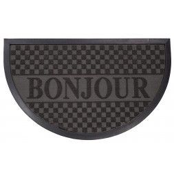 Tapis d'entrée demi-lune - 45 x 75 cm - Bonjour - Noir