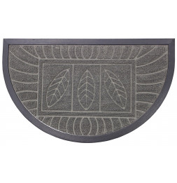 Tapis d'entrée demi-lune - 45 x 75 cm - Feuilles - Gris