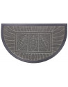 Tapis d'entrée demi-lune - 45 x 75 cm - Feuilles - Gris