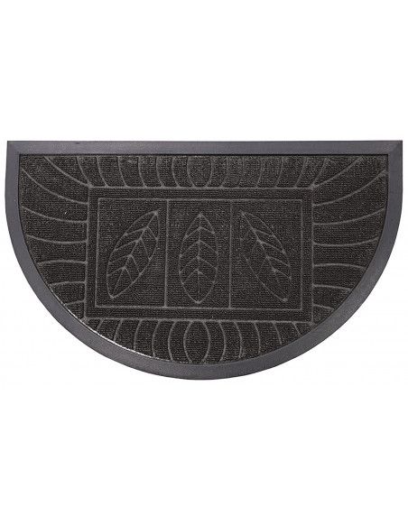 Tapis d'entrée demi-lune - 45 x 75 cm - Feuilles - Noir