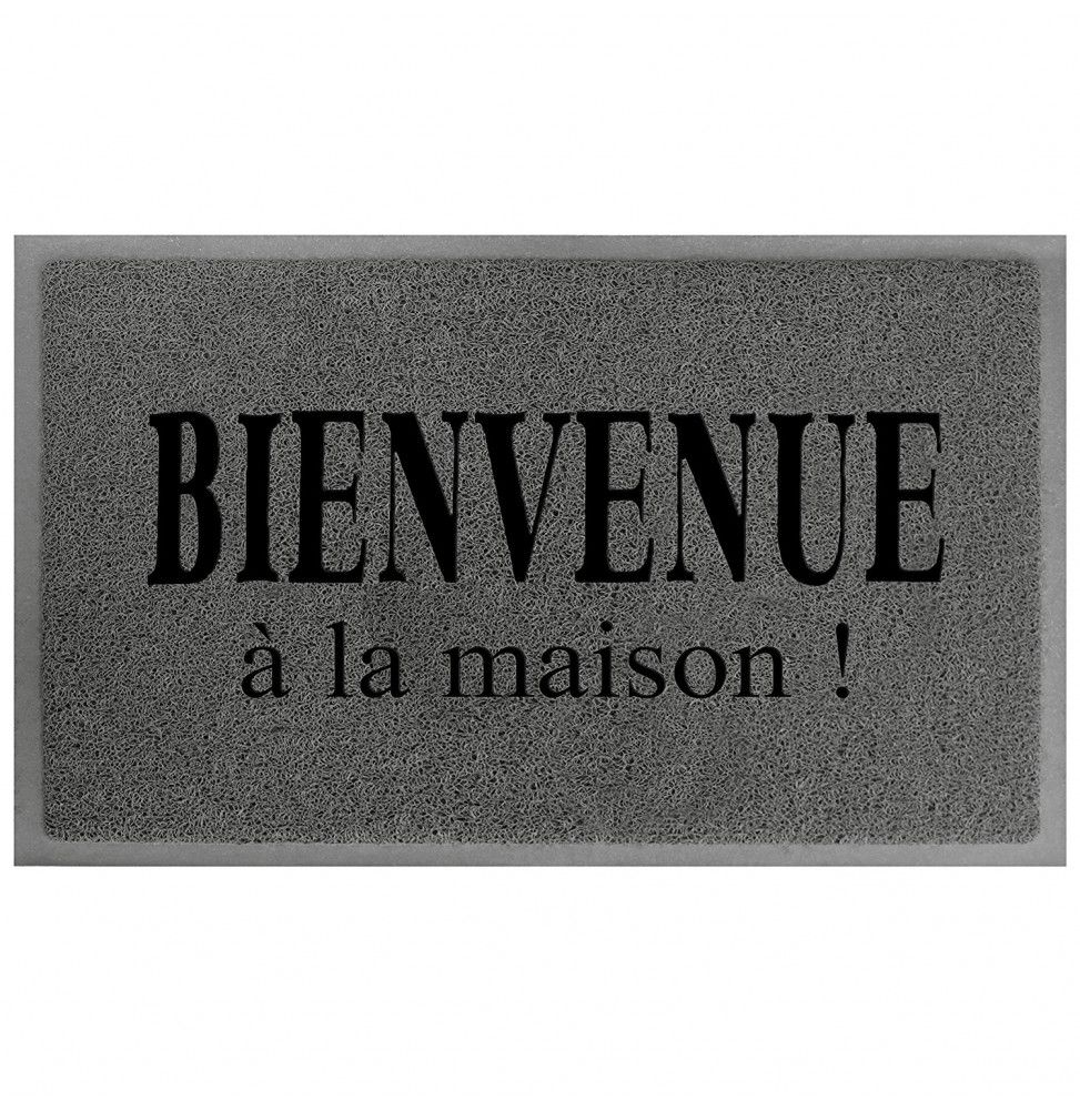 Tapis d'entrée rectangle - 40 x 75 cm - Maison - Gris/Noir