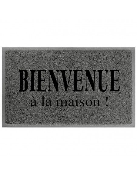 Tapis d'entrée rectangle - 40 x 75 cm - Maison - Gris/Noir