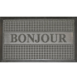 Tapis d'entrée rectangle - 40 x 75 cm - Bonjour- Gris