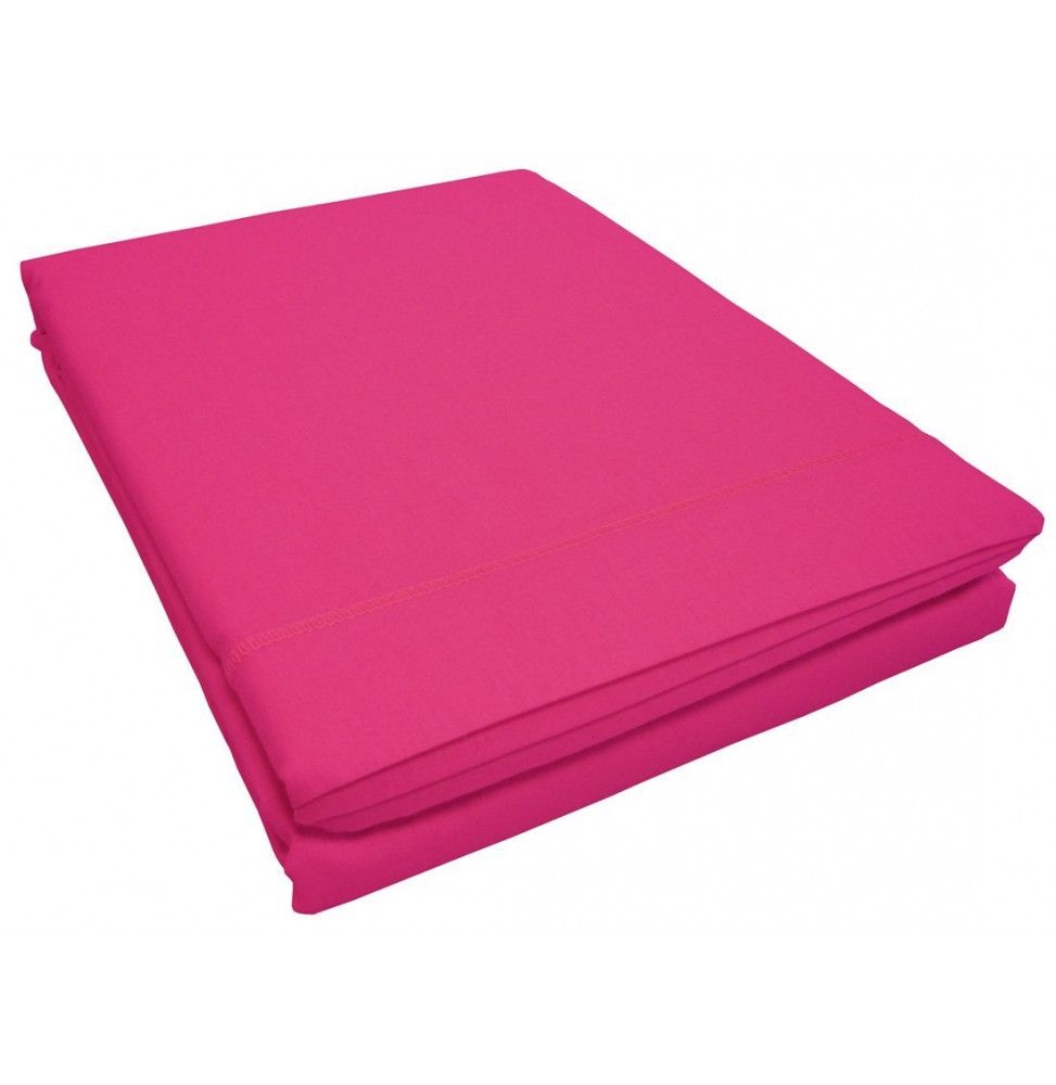 Drap plat 1 personne Lina point bourdon - 57 fils - 180 x 290 cm - Bois de rose