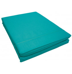 Drap plat 1 personne Lina point bourdon - 57 fils - 180 x 290 cm - Bleu