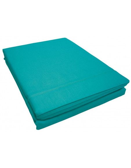 Drap plat 1 personne Lina point bourdon - 57 fils - 180 x 290 cm - Bleu