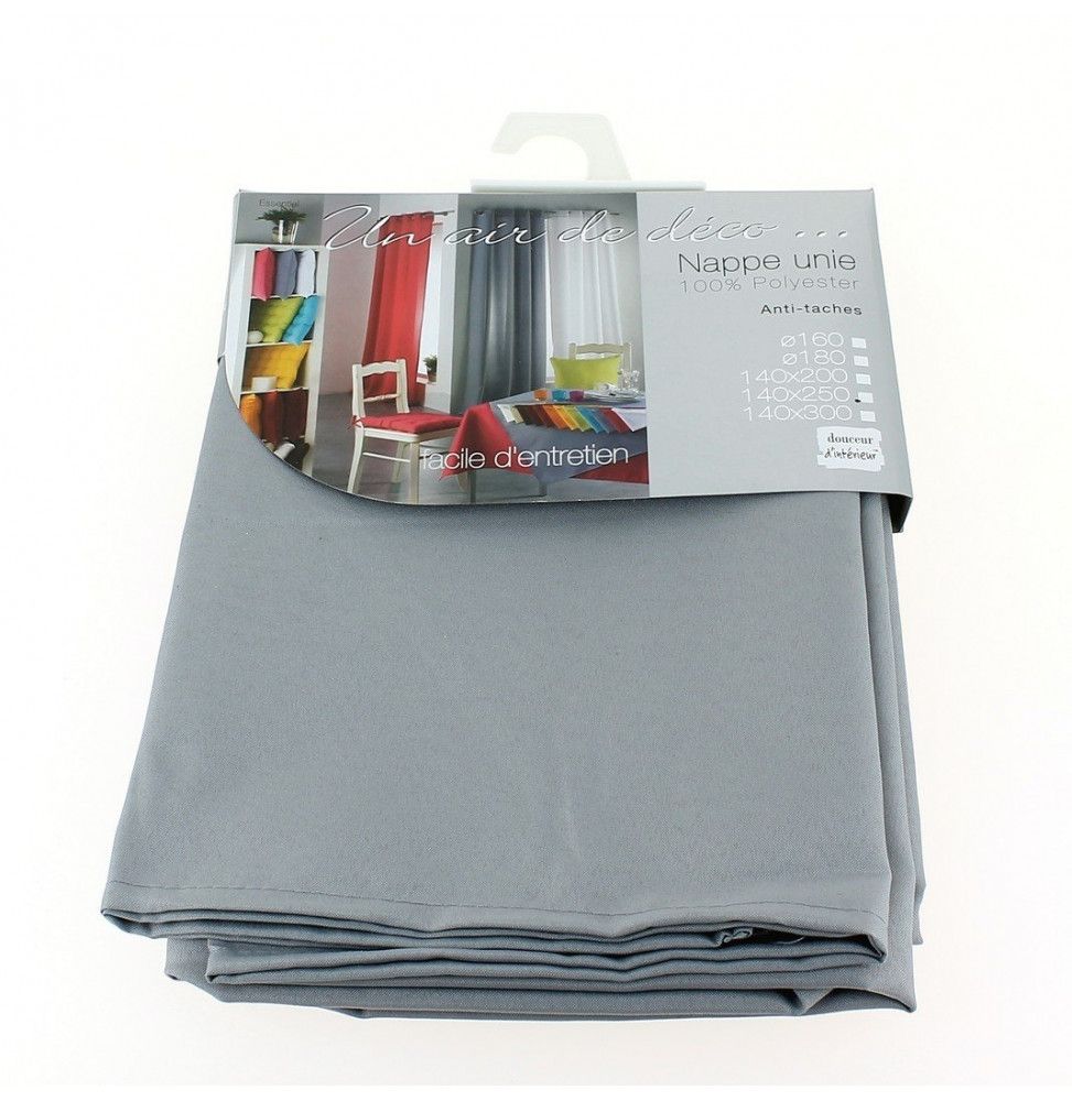 Nappe rectangle Essentiel - 140 x 250 cm - Polyester - Gris