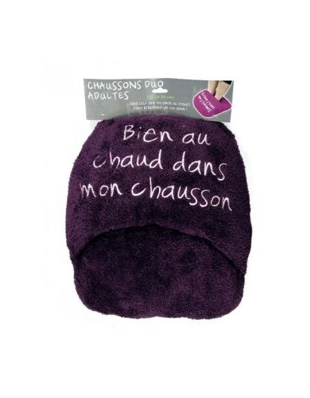 Chausson géant duo ultra doux - Violet foncé