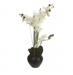 Orchidée et vase en céramique - 50 x 28 x 53 cm - Noir