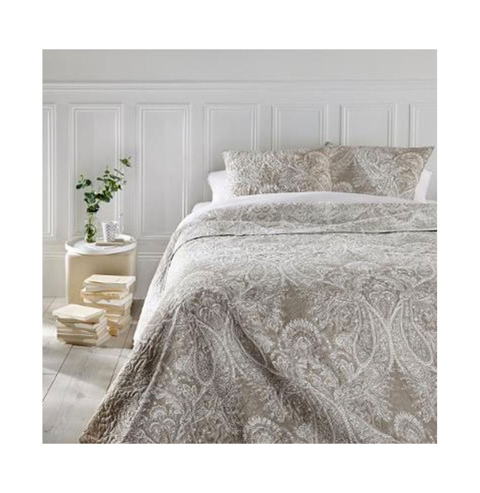 Dessus de lit  - Marie -  avec 2 taies d'oreillers - 240 x 260 cm - Polyester - Beige