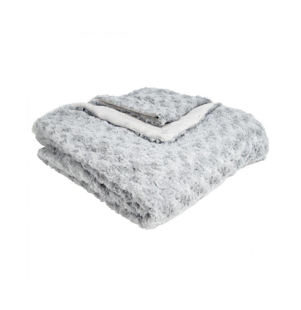 Plaid fourrure  - Bouclée - 120 x 160 cm - Polyester - Gris clair