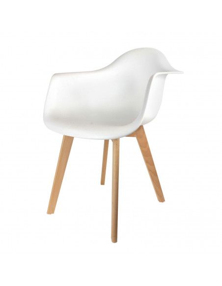 Fauteuil scandinave pour enfant - 41.50 cm x 41 cm x 57 cm - Polypropylène et hêtre - Blanc