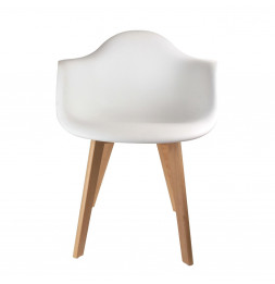 Fauteuil scandinave pour enfant - 41.50 cm x 41 cm x 57 cm - Polypropylène et hêtre - Blanc