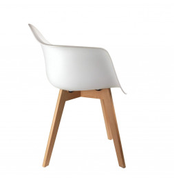 Fauteuil scandinave pour enfant - 41.50 cm x 41 cm x 57 cm - Polypropylène et hêtre - Blanc