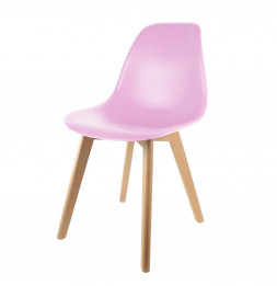 Chaise scandinave pour enfant - 30.50 cm x 36.50 cm x 56.50 cm - Polypropylène et hêtre - Rose