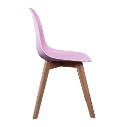 Chaise scandinave pour enfant - 30.50 cm x 36.50 cm x 56.50 cm - Polypropylène et hêtre - Rose