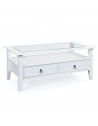 Table basse Provence 7 - 115 x 60 x 45 cm - Pin - Blanc
