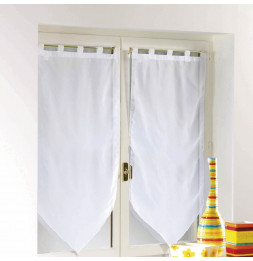 Paire voile pompon passants - 60 x 120 cm - Blanc