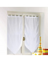 Paire voile pompon passants - 60 x 160 cm - Blanc