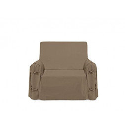 Housse de fauteuil - L 90 cm x P 60cm x H 90 cm - Taupe - 100% coton