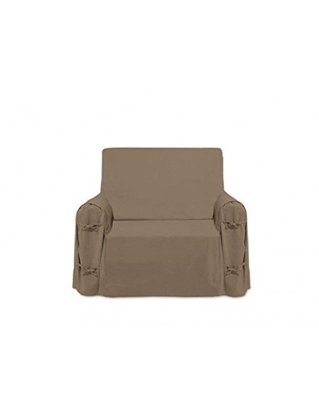 Housse de fauteuil - L 90 cm x P 60cm x H 90 cm - Taupe - 100% coton